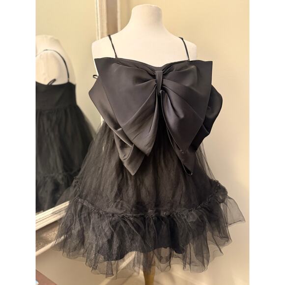 Anthropologie Hutch Take A Bow Black Tulle Mini Dress Glam Party Cocktail 10 - Picture 10 of 11